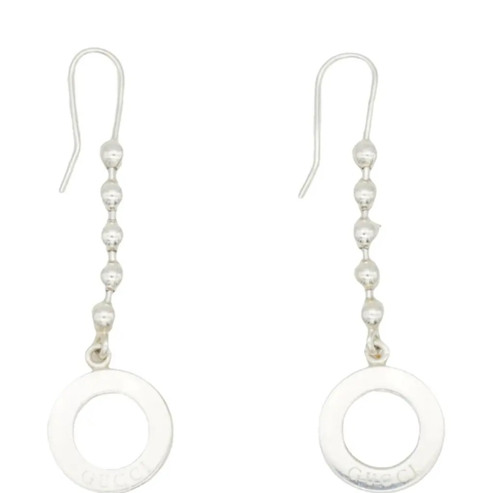 Authentic Gucci Circle Ball Chain Hook Earrings S… - image 3